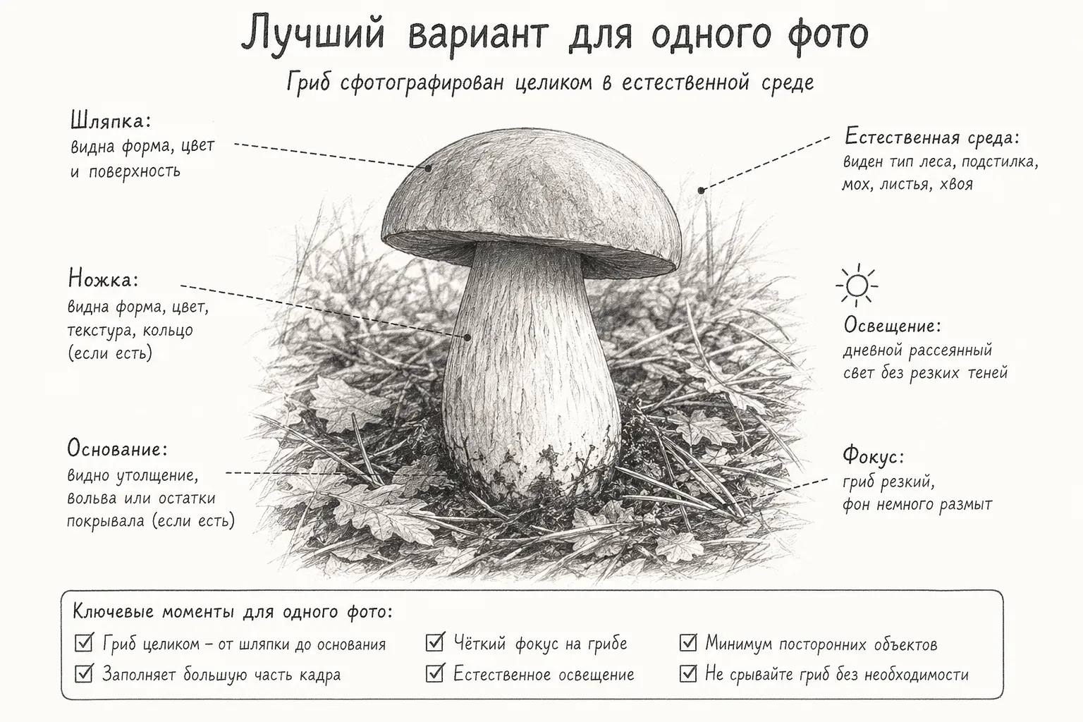 Как лучше фотографировать гриб для улучшения распознавания